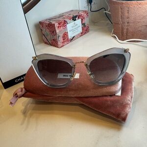 Miu Miu Black and Gold Women's Sunglasses